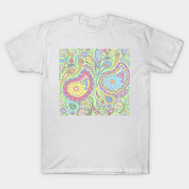 Lime Pastel Paisley T-Shirt by wiccked